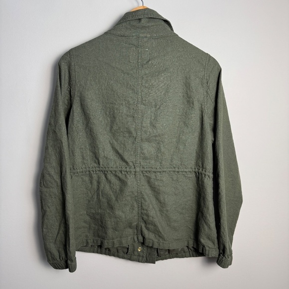 Old Navy Women's Zip Up Linen Field Jacket Collared Army Green Medium Outdoor - Picture 6 of 14